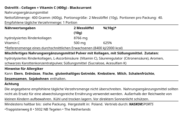 OstroVit Kollagen + Vitamin C 400 g Pfirsich
