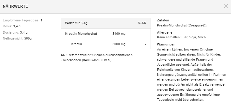Dymatisieren Kreatin-Monohydrat – (500 g Dose)