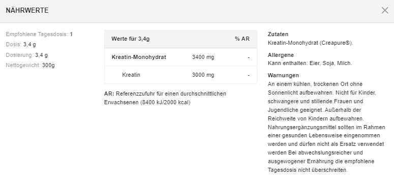 Dymatisieren Kreatin-Monohydrat – (300 g Dose)