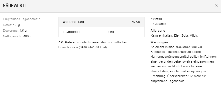 Dymatisieren Mikronisiertes Glutamin – (400 g Dose)