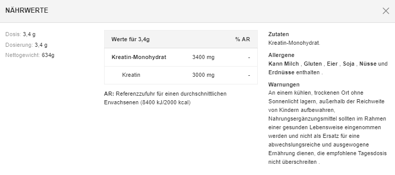 Optimum Nutrition Mikronisiertes Kreatinpulver – (634 g Dose)