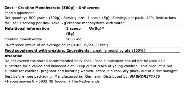 ZEC+ Creatine Monohydrate 1000g